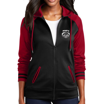 Embroidered Women's Sport Wick Varsity Fleece Full Zip Hooded Jacket Thumbnail