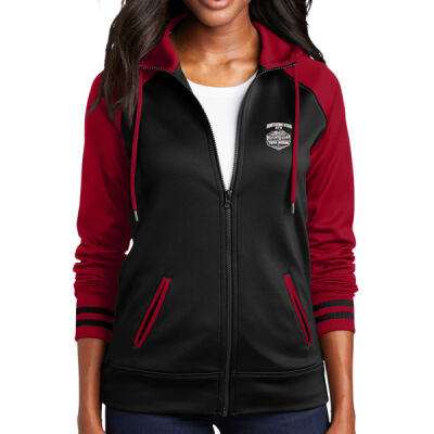 Embroidered Women's Sport Wick Varsity Fleece Full Zip Hooded Jacket 2 Thumbnail
